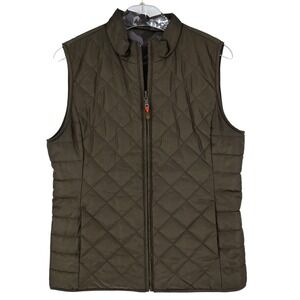 Banana Republic Reversible Camouflage Quilted Vest Womens Medium Olive Green